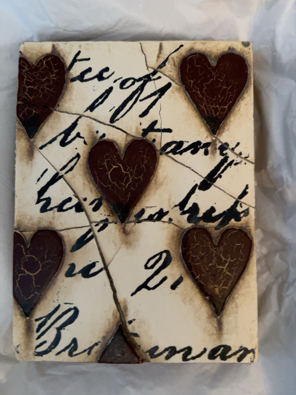 Sid Dickens T01 Red Hearts with Script Signed 2007 Retired Memory Block ❤️